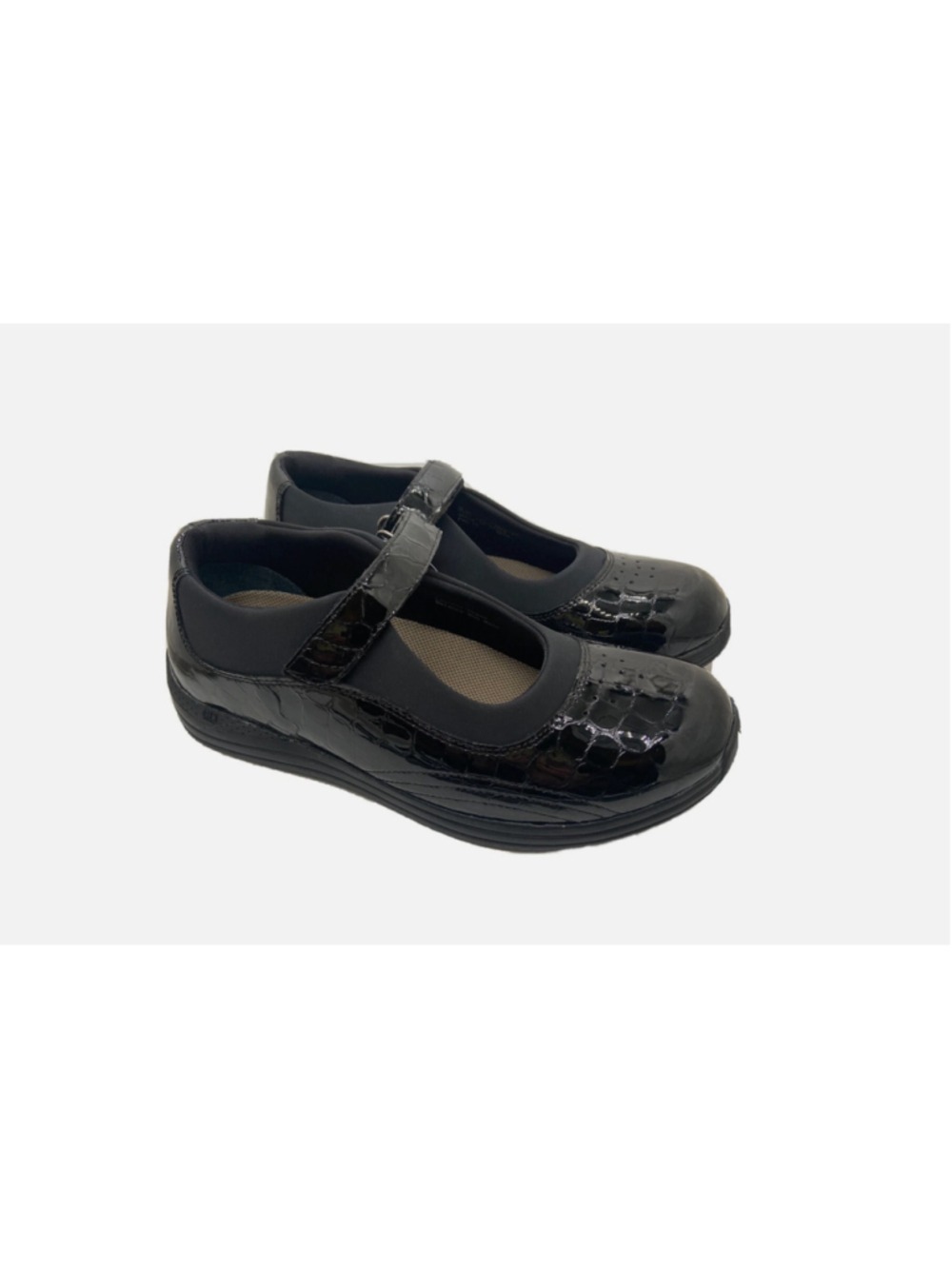 Drew Shoe Rose Womens Mary Jane Hook & Loop Strap Black Croc Leather 10 M